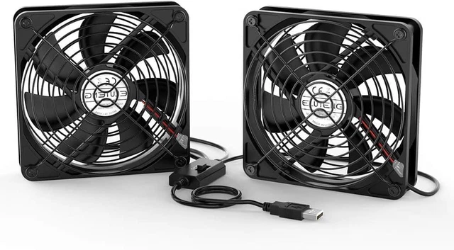 ELUTENG USB Fan, 80mm, 2 In 1 Computer Fan, 5V, 2700RPM, 32CFM, Dual Fan, Cooling Radiator With Black Metal Grille, Dual Fans - View #2