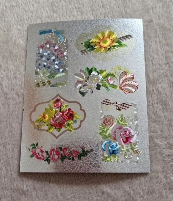 Metallgravur Stickerbogen Blumenmotive