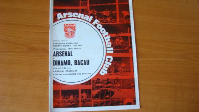 ARSENAL v DINAMO BACAU MARCH 1970