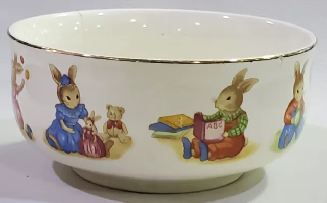 VTG Mount Clemens  Pottery  Bowl Child's Set Li'l Bunny Collection Rabbits READ!