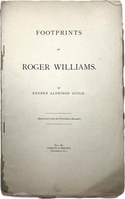1886 Footprints Of Roger Williams Reuben Aldridge Guild Providence Rhode Island