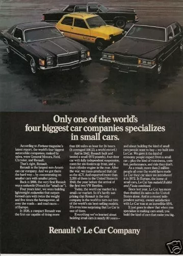 1978 Renault Le Car  ~  Nice Original Print Ad