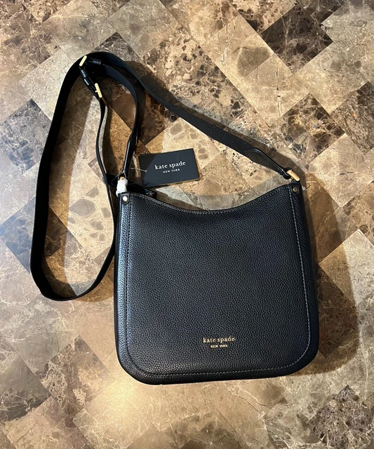 KATE SPADE ROULETTE Messenger Black Leather Crossbody Bag Purse New