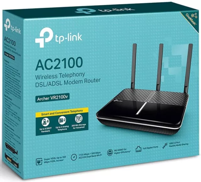 Tp-Link Archer Vr2100V Vdsl Vdsl2 Voip Modem Router Wireless Ac Dual Band Switch