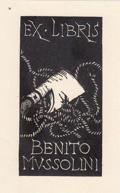 Exlibris Bookplate Hochdruck Bruno da Osimo 1888-1962 Benito Mussolini