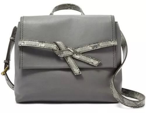 Fossil Willow Leather Crossbody Pewter Python Gray Handbag SHB2344044 $178 FS