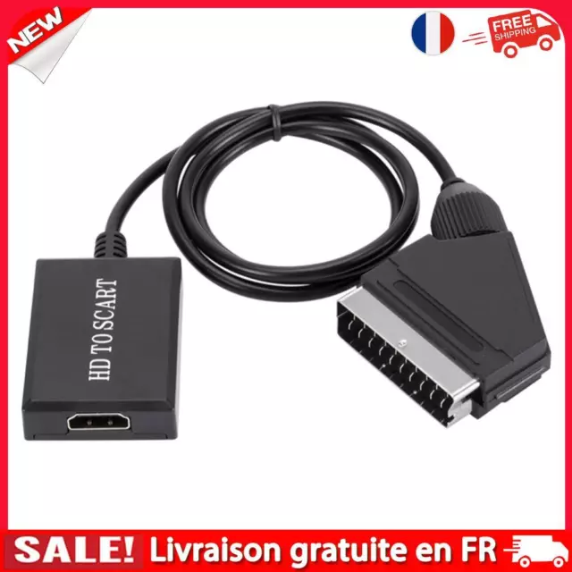 fr Portable HDMI-Compatible to Scart Converter 720P / 1080P Video Audio Adapter