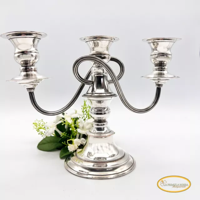 Candelabro antico in argento silver plated candeliere portacandele a 3 fiamme