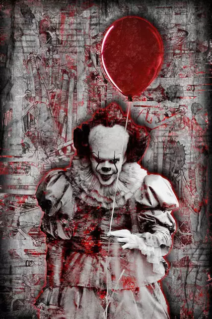 Pennywise The Clown From "IT" Poster, Stephen Kings IT Portrait Free Shipping US