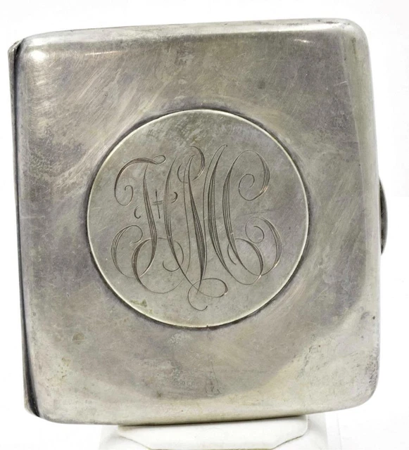 Vintage Sterling Silver William B Kerr HEAVY!! Curved mono'd Cigarette Case
