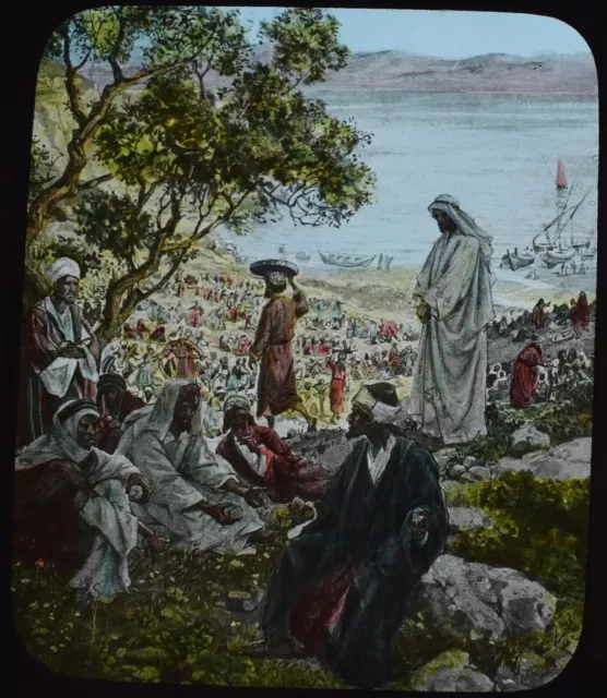 FEEDING THE FIVE THOUSAND C1900 Magic Lantern Slide RELIGION CHRISTIANITY JESUS