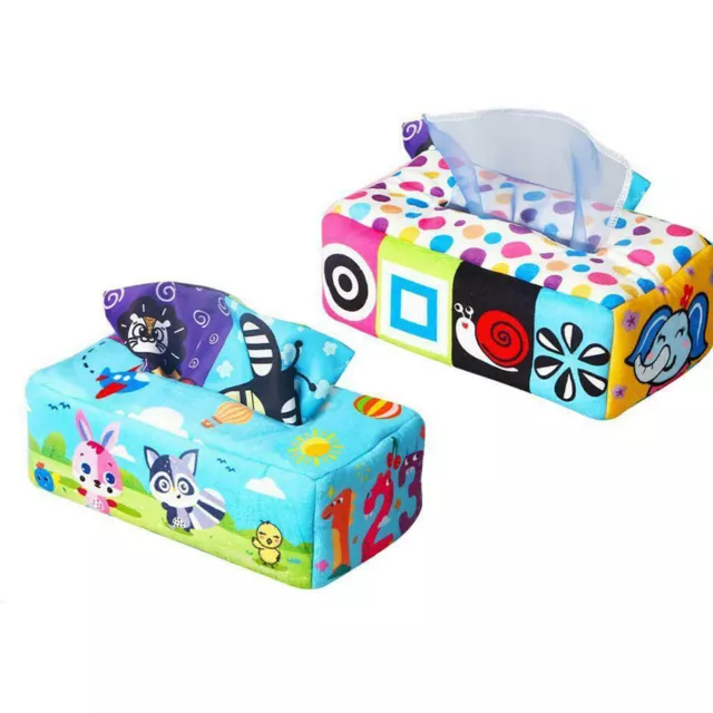 Plush Baby Tissue Box Play Paper Busy Pull Tissues Crinkle Tissues Soft Scarf