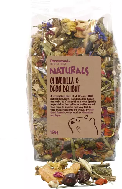 Rosewood Naturals Small Animal Treats Chinchilla & Degu Delight, 150 g