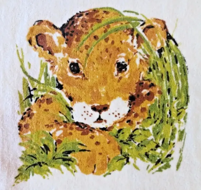 Vintage Nos Lion Cub Washcloths Set 3  Boho Safari Retro Fieldcrest Usa