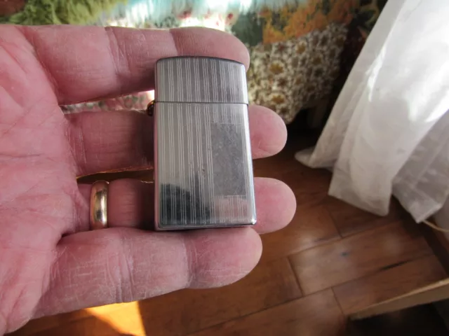Vintage Pre-Owned Slim Line Zippo Vertical Pin Stripe Cigarette Lighter 1967