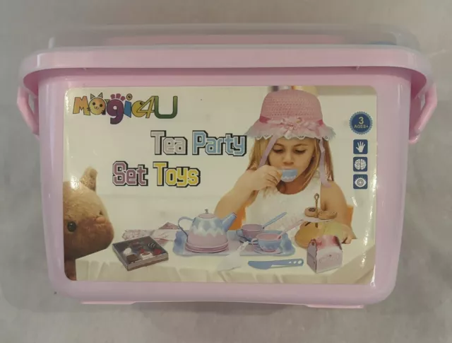 Kids Tea Party Set Role Play Children Tea party Metal Tea set Toy & Fake Foods