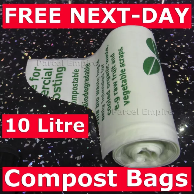 100% Certified Biodegradable 10L CADDY LINERS Food Waste Compost Bag Kitchen 1st