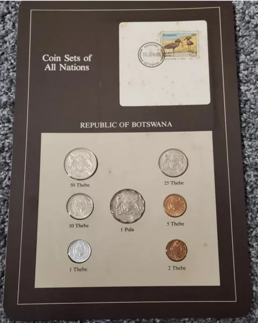 Coin Sets of All Nations Botswana w/card 1981 & 1984 UNC