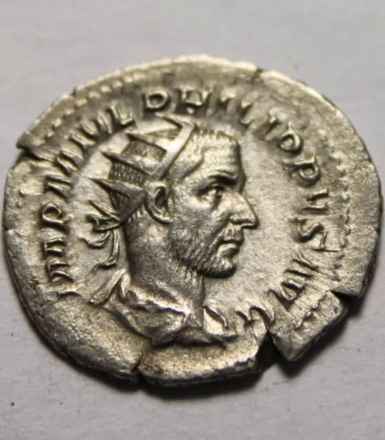 Genuine ancient Roman coin ANTONINIANUS Emperor Philip I Arab Salus Altar Snake 2