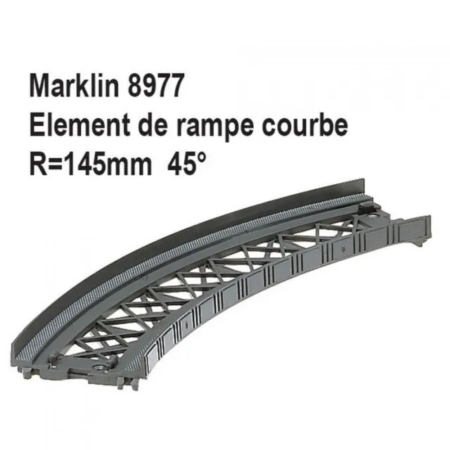 2 éléments de rampe courbe R 145mm 45 degrés-Z 1/220-MARKLIN 8977