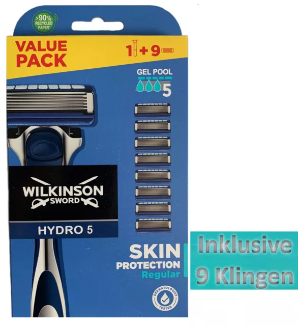 8 Wilkinson Hydro 5 Rasierklingen + 1 Handstück , inkl. Klinge = 9 Rasierklingen