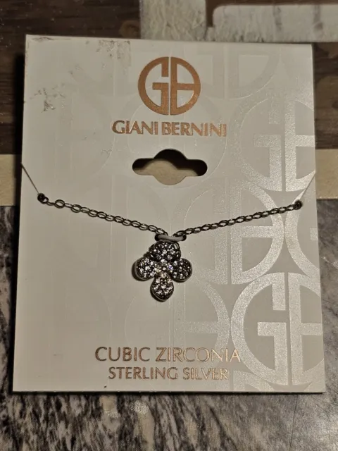 Giani Bernini Sterling Silver 925 CZ Clover Necklace