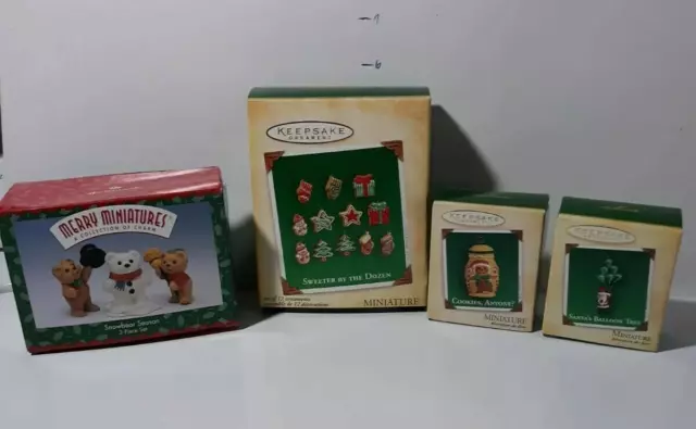 Lot 4 Hallmark Keepsake Ornament Miniatures Christmas Xmas #52 Snowbear Cookies