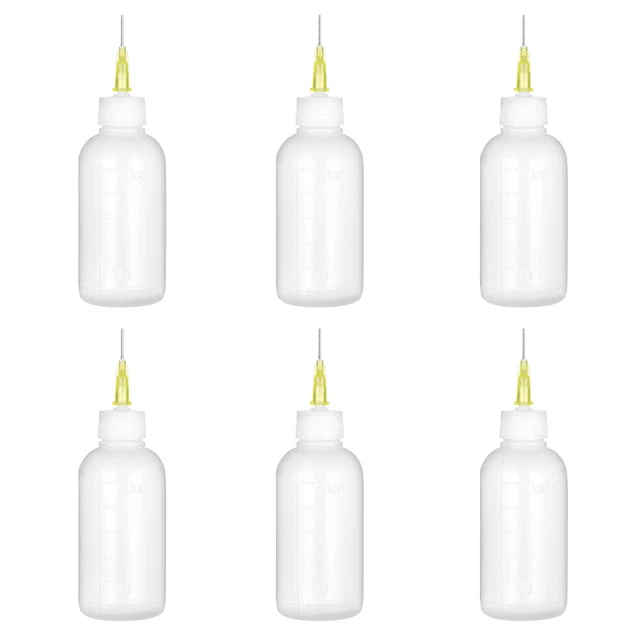 6 piezas botella Squeeze con punta de aguja punta de aguja botella aplicador botella