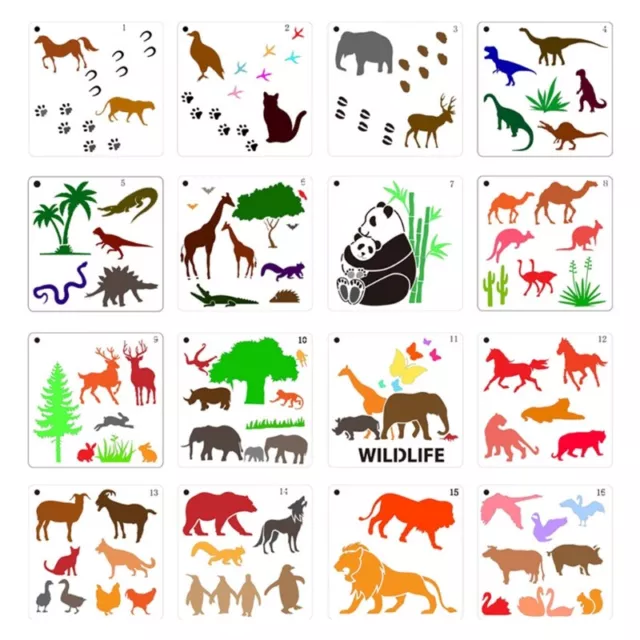 Reusable Wildlife Silhouette Stencil Set Painting Stencil Templates DIY Drawing