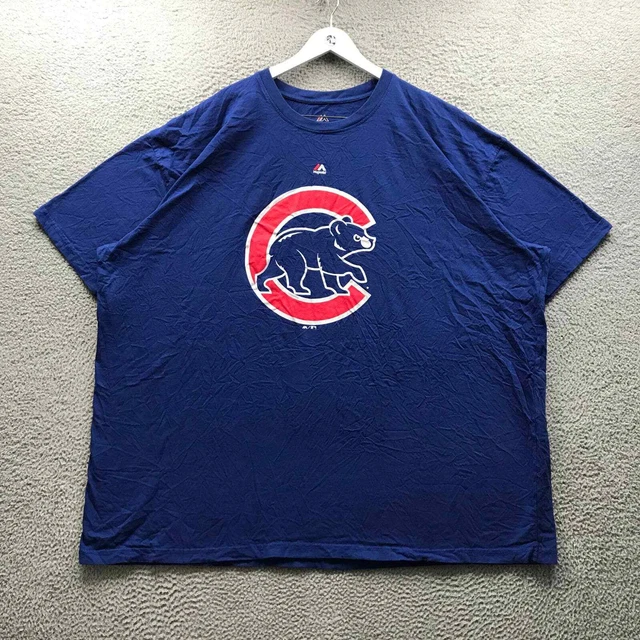 Chicago Cubs Majestic T-Shirt Men's 6XL Short Sleeve Graphic Logo Crew Neck Blue