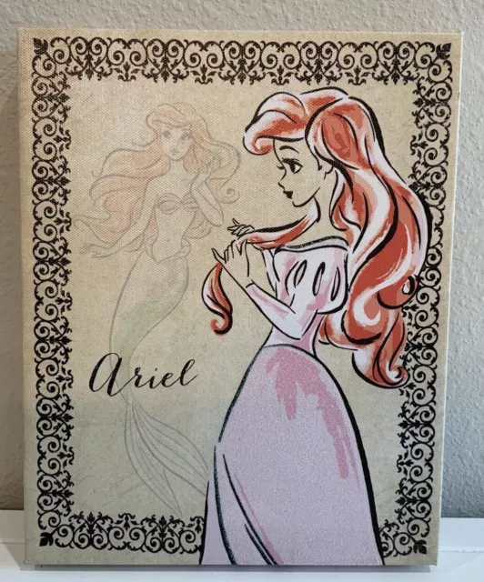 Artissimo Disney Princess Ariel Lil Mermaid Wrapped Frame Canvas Wall Art 8 X 10