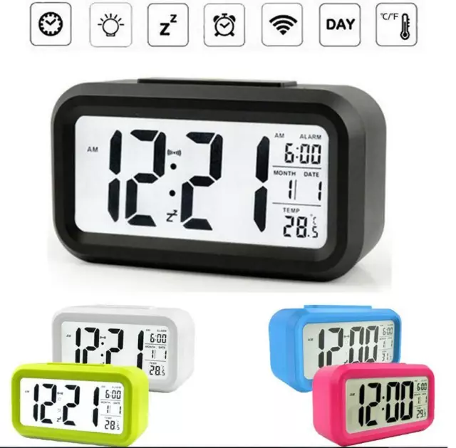 Digital Large Display Alarm Clock Battery Operated Snooze light Design 5 Color