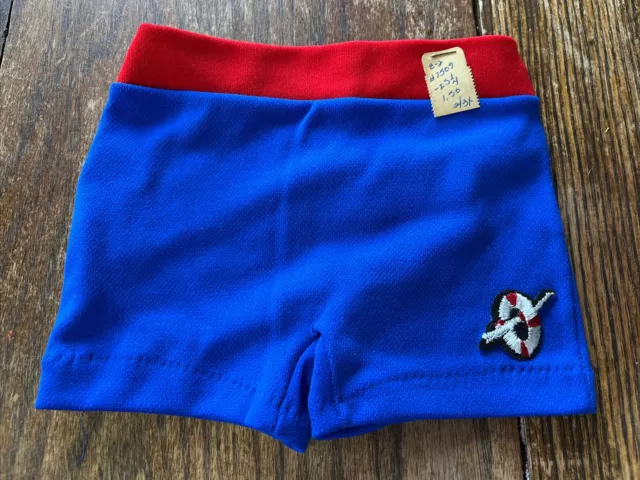 NOS Vintage 1960’s 70’s Toddler Boys Double Knit Swim Trunks 2/3 Famous Knitwear