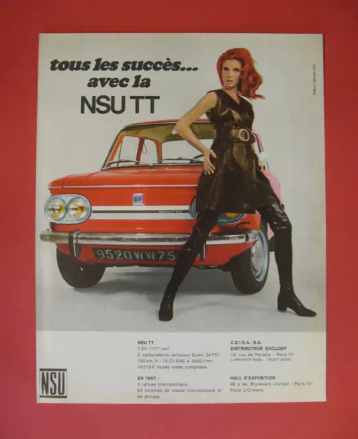 Publicite De Presse Nsu Tt Automobile De Tout Les Succes Ad 1968