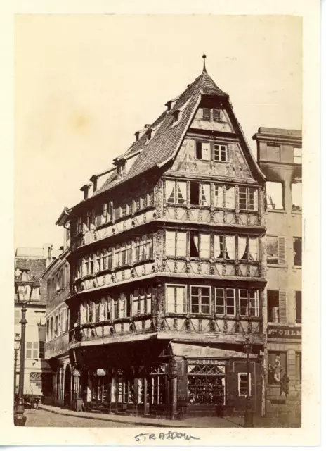 France, Strasbourg, Maison Kammerzell Vintage albumen print.  Tirage albuminé