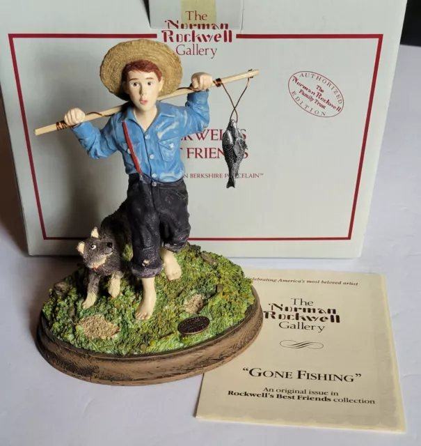 Norman Rockwell 1992 Best Friends Collection GONE FISHING Figurine NIB w/COA