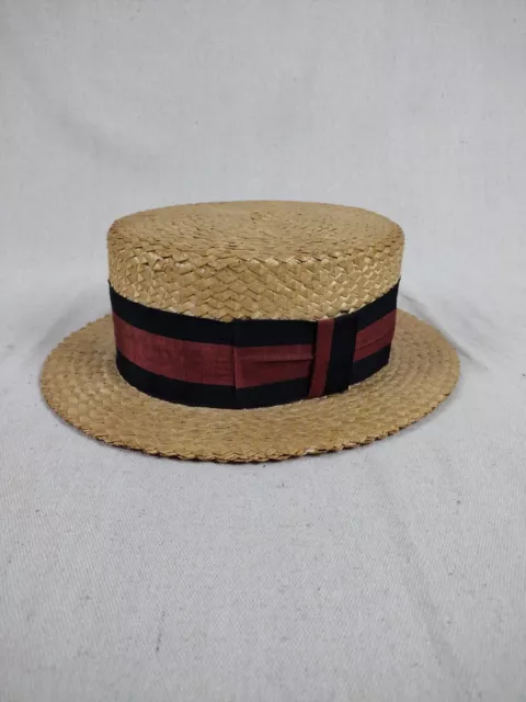 VTG BESTQUALITY Fine Hard Straw Hat Boater Skimmer Best Size 6 7/8 - 7