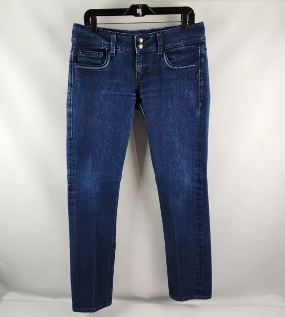 Vigoss Womens The New York Skinny Jeans Mid Rise Dark Blue Denim Size 11/12