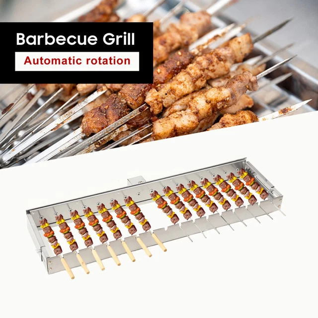 SPIESSDREHER MANGAL SCHASCHLIK mit 15 Edelstahl Spieße,Grillaufsatz mit ...