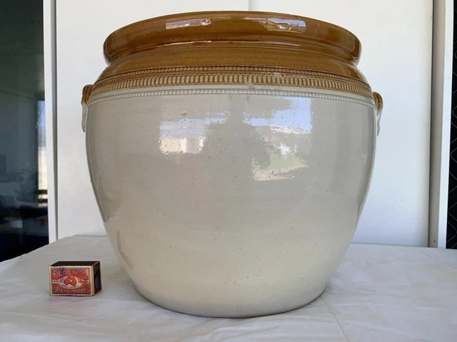 Vintage R Fowler 1922 Sydney Stoneware Australian Pottery Crock Planter Pot