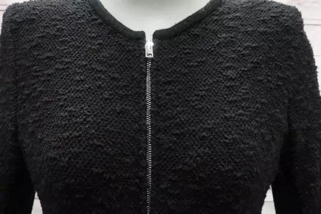 IRO Jacket Amiya Black Mesh-Paneled Tweed Size 38 Suede-Trimmed Zip Up 2