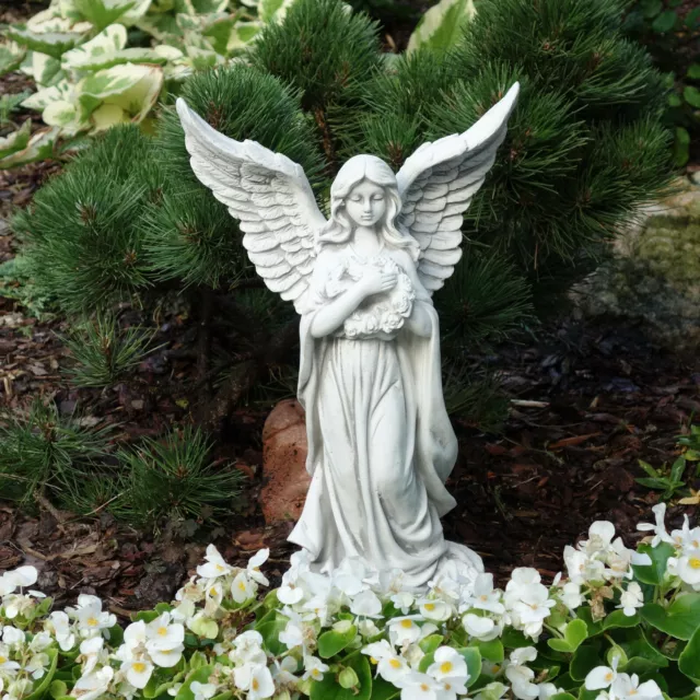 Solid Stone Figure Angel With Wing Garden Ornament Grave Decoration Made Of cast