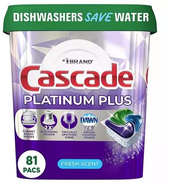 Cascade Platinum Plus ActionPacs Dishwasher Detergent Pacs, Fresh Scent (81 ct.)