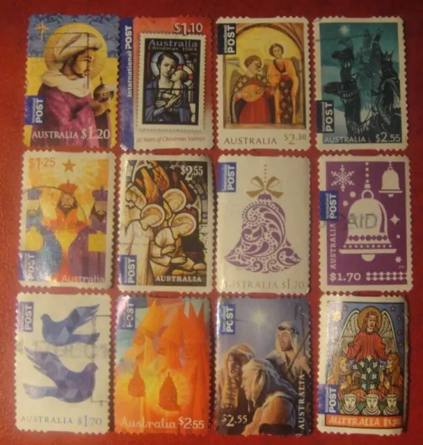 Australia. 12 International Stamps Peel and Stick Used No 10.