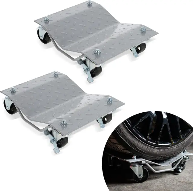 Car Tire Dolly 2-Pack, 2 Wheel Dolly Set – 3,000 Lbs Pound Total Capacity Stake