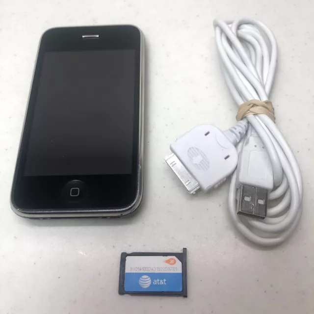 ***RARE*** Apple iPhone 3G - 8GB - Black - A1241 - Sim Card & Cord!!