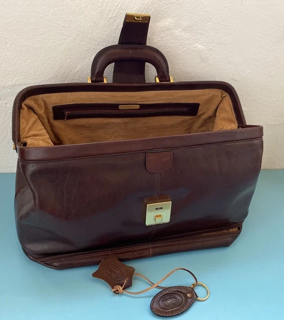 Elegante edle Echtleder Handtasche großer Arztkoffer Luxus Doppelboden CEANCAREL