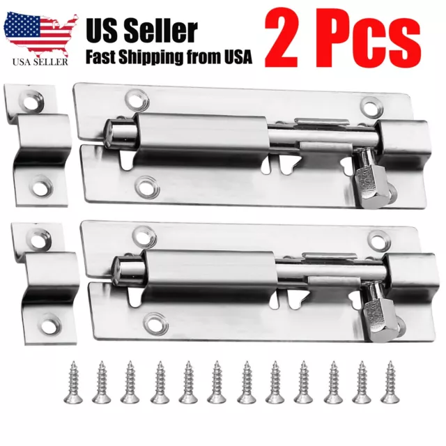 Barrel Bolt Lock Heavy Duty Slide Door Latch Lock Security Sliding 4.5 Inch