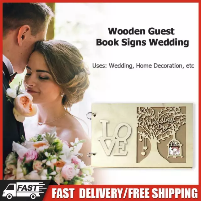 Libros de invitados de boda corazón hueco de madera cuaderno nombre tablero artesanal regalos DE