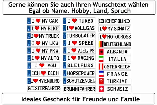 ★ KFZ Kennzeichen Schlüsselanhänger Mini Nummernschild Anhänger Individuell Auto 3